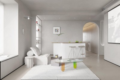 现代极简客餐厅3D模型下载